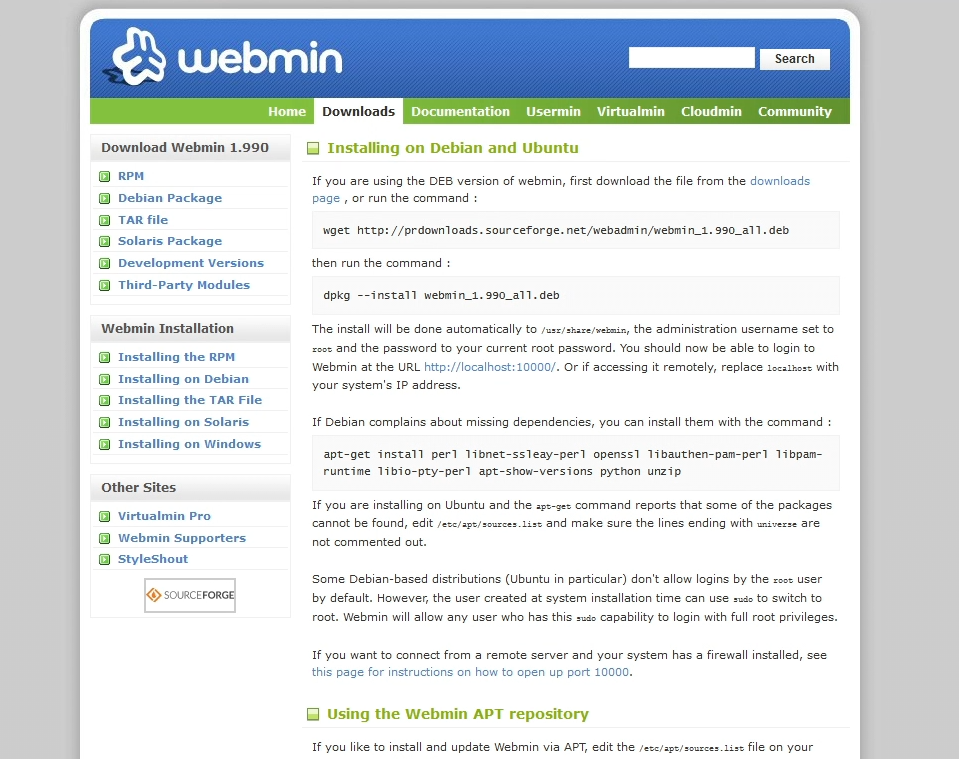 webmin-website